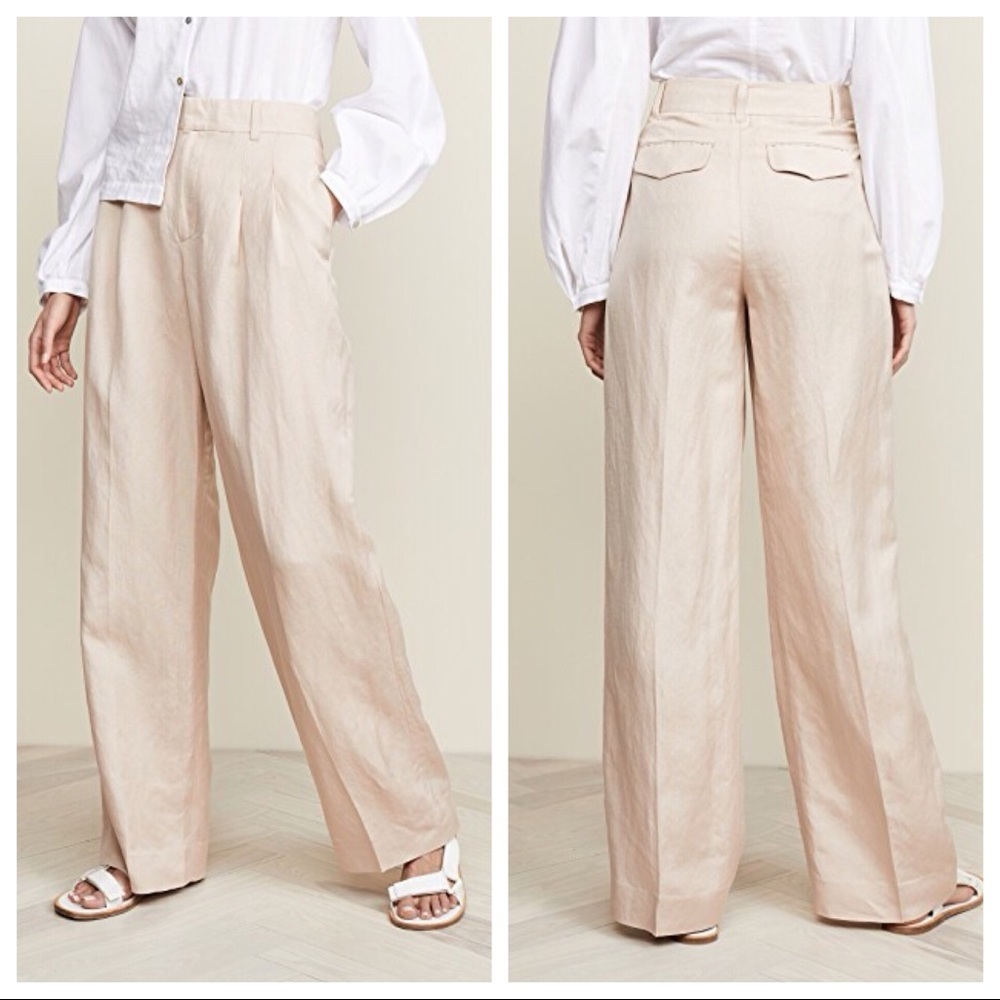 The Script Sophie Pleated Wide Leg Pants In Nude